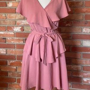 Rusty pink color flowy dress